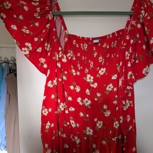 Old Navy Vibrant Red Floral Dress